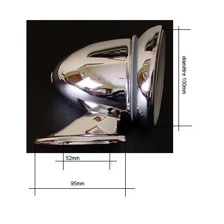 Rétroviseur extérieur obus chrome (convex)