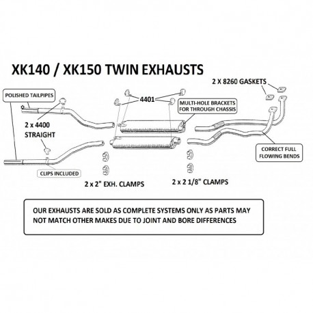 Ligne échappement inox (XK140, XK150)