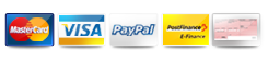 Paiement par Mastecard, Visa, PayPal, Postfinance, Virement bancaire